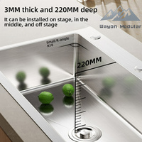 Fregadero de Cocina Minimalista Wayon de Acero Inoxidable Cepillado con Grifo Extraíble de Arco Alto