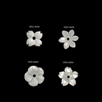 6mm ibu dari kerang mutiara manik-manik anting aksesoris ukiran bunga mangkuk bunga DIY bros gelang anting bahan