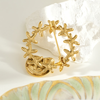 Ensemble de bijoux en acier inoxydable plaqué or 18 carats, style océan, étoile de mer et coquillage