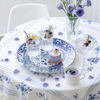 Assiette en plastique imitation porcelaine bleue et blanche, style chinois rétro, compatible micro-ondes, motif végétal, pour le commerce transfrontalier