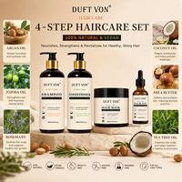 Kit Capillaire Végétalien Naturel Bloqueur DHT 4 Étapes : Shampoing, Après-shampoing, Masque, Huile – Nettoie, Nourrit, Répare, Booste la Brillance – Pour Tous Types de Cheveux – OEM