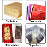 Sacs noirs mats refermables en feuille de mylar avec fermeture à glissière pour le stockage des aliments pochettes anti-odeurs avec fenêtre