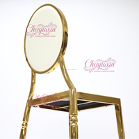 Chaises de banquet ovales en métal doré brillant électroplaqué, confortables, pour hôtels, restaurants et événements - Vente en gros usine