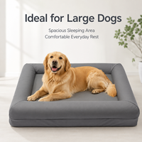 Canapé-lit rectangulaire imperméable pour chiens, facile à nettoyer, résistant aux taches, avec coussin et rebord surélevé