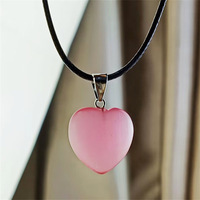 Collar con Colgante de Corazón Colorido para Mujer, Collar con Corazón de Cristal, Cordón Negro, Joyería de Moda, Regalo, Venta al por Mayor