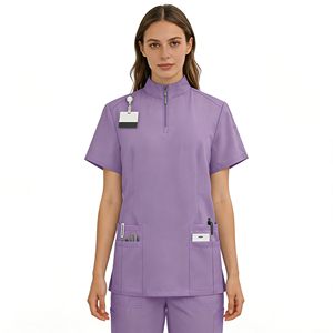 Ensemble de blouse à col en V avec fermeture éclair et pantalon de jogging, uniforme professionnel pour manucure, spa, uniforme médical, blouse médicale - Product Image 1