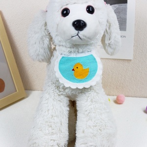 かわいい漫画風ペット用ビブバンダナ、柔らかいニット製犬用ビブ、調節可能なストラップ付き、小型犬用アクセサリー、ペット服 - Product Image 5