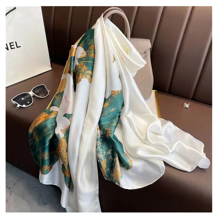 2022 automne nouveau style grande taille foulard en soie 180*90 mode femme polyester écharpe châles usines Chine
