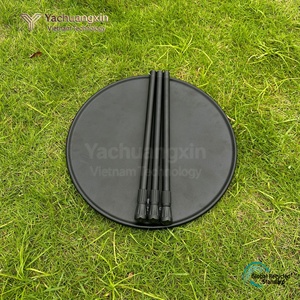 <b>Foldable</b> Metal Round Outdoor <b>Table</b> with Tripod Base Minimalist Design for Camping and Patio Use - Product Image 5