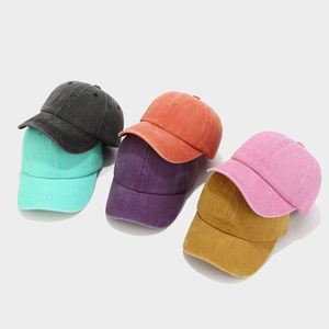 Casquettes de baseball vintage pour enfants avec logo personnalisé, 6 panneaux, en coton délavé, style déchiré - Product Image 3
