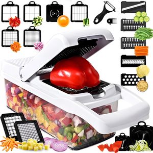 <span class=keywords><strong>Kit</strong></span> de râpe et de hachoir manuel multifonctionnel 16 en 1 en acier inoxydable et plastique pour la découpe des légumes <span class=keywords><strong>OME</strong></span> - Product Image 4
