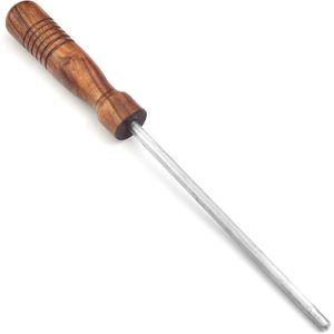 High Quality 12" Vintage Style Rose Wood Handle Steel Knife Honing and <b>Sharpening</b> Rod Super Fine Grit Kitchen Tool - Product Image 2