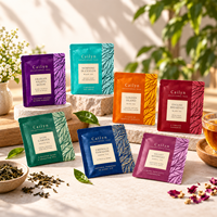 Sachets d'emballage pour sachets de thé imprimés sur mesure, sachets en aluminium de qualité alimentaire à trois soudures latérales pour sachets de thé individuels
