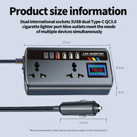 Convertisseur de courant pour voiture 12V 24V vers 20V 200W ignifuge avec double prise AC et ports USB pour utilisation universelle sur véhicule, chargeur PD QC3.0