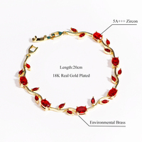 Bracelet LUOYUNE tendance en laiton plaqué or 18 carats, motif floral, avec zircon marquise coloré, bracelet tulipe pour cadeau d'anniversaire, vente en gros