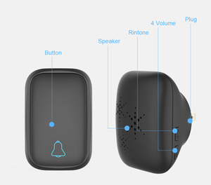 <span class=keywords><strong>Campanello</strong></span> <span class=keywords><strong>Wireless</strong></span> <span class=keywords><strong>Senza</strong></span> <span class=keywords><strong>Batteria</strong></span>, 4 Livelli di Volume, 38 Melodie, Bianco/Nero, Portata 150m, Spina US EU UK, Benvenuto a Casa - Product Image 3