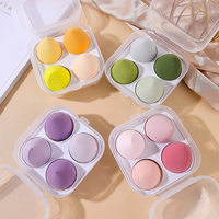 Spons Makeup Wajah PU Bebas Lateks Bentuk Tetesan Air Ungu untuk Kosmetik, dengan Desain Blush Sudut untuk Penyekat Riasan