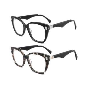 Gran oferta Vintage cuadrado nicho estilo marco óptico Europeo Americano estrella Retro acetato <span class=keywords><strong>gafas</strong></span> lisas para mujeres de alta calidad 8801 - Product Image 1