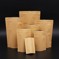 Sachet d'emballage en papier kraft brun personnalisé 100g, pochette stand-up pour chips, sachet en papier kraft pour thé et café, pour le stockage d'aliments et de collations