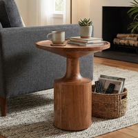 Table de chevet moderne en bois avec plateau rond, design mi-siècle, table de chevet en bois massif, meuble de rangement pour chambre à coucher, table d'appoint pour la maison