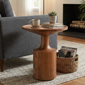Modern Wooden Nightstand with Round Top Mid Century Design Solid Wood <b>Bedside</b> <b>Table</b> Bedroom Storage Furniture Home Accent <b>Table</b> - Product Image 5