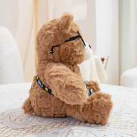 Ours en peluche marron en fourrure rose avec caméra lumineuse et billes de PP lestées à l'intérieur, jouet en peluche, vente en gros, cadeau d'anniversaire pour enfant