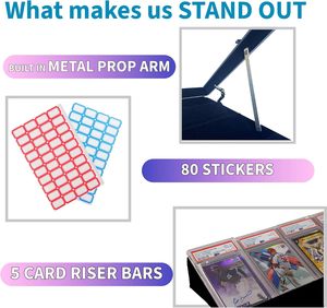 Espositore Professionale per Carte Grandi (5 Barre Riser per Carte, Asta di Supporto Integrata e 80 Adesivi) Vetrina da Tavolo per Fiere - Product Image 2