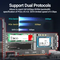 JEYI 3 in 1 Kartu Adaptor SSD M.2 NVMe ke PCIe 4.0 3.0 M.2 SATA ke SATA III mSATA ke SATA Converter untuk PC Desktop OEM