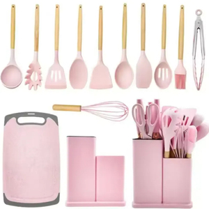 19-Piece Silicone đồ dùng nhà bếp thiết lập kết hợp dao lưu trữ ống và giá nấu ăn Công cụ thiết lập - Product Image 5