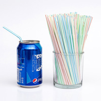 Pailles jetables en plastique pour les fêtes/bar/magasins de boissons/maison Paille rayée multicolore Fournitures pour boire Outils de bar
