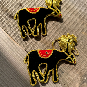 Handmade Embroidered Velvet Reindeer Tree <b>Hanging</b> <b>Ornaments</b> Black Red Gold Luxurious High Quality Christmas Decorations - Product Image 1