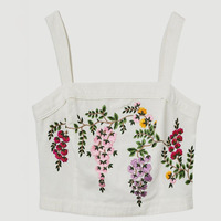 Nouvelle robe mini en coton et lin brodée, ensemble brodé pour femmes, été