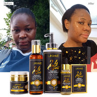 Produit de soin de la peau au curcuma naturel OEM ODM, éclaircissant pour les jointures sombres, éliminant les imperfections, ensemble de soin de la peau à l'or 24 carats pour peaux noires