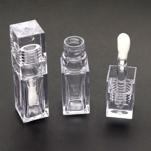 6.5ml Square Unique Transparent Thick Wand Lip <b>Gloss</b> Tube Big Brush Wand Custom PET Concealer Bottle Lip Plumper Tubes - Product Image 4