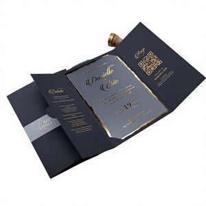 Invitations de <span class=keywords><strong>mariage</strong></span> pliables en acrylique miroir de luxe personnalisées avec détails de dorure exquise et support pour codes QR - Product Image 4