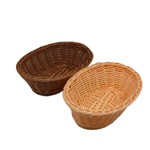 Wholesale Plastic Weave Basket Decoration Rattan Basket Woven PP Fruit Vegetables Oval Poly Storage Basket