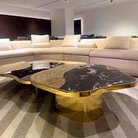 Ensemble de tables basses modernes de luxe en acier inoxydable, tables gigognes durables en métal miroir pour hall d'hôtel et mobilier de projet de villa