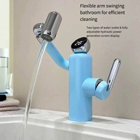 Robinet de lavabo moderne ELOILO en cuivre avec affichage numérique, bras mécanique rotatif à 360° en céramique, eau chaude/froide, à poser sur le comptoir pour salle de bain