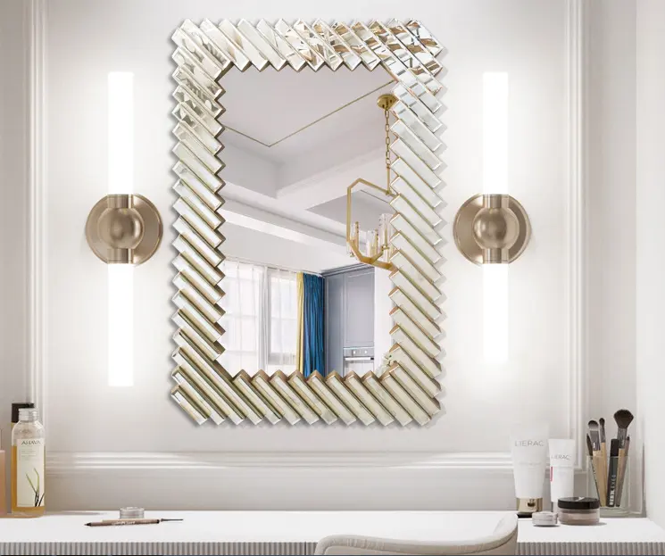 Bucks Home Unique Sparkable Venetian Design Large Full Size Wall Decor Rectangle Mirrors For Livingroom