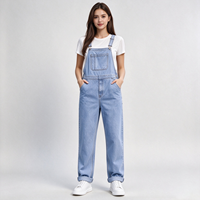 Salopette en jean bleu slim, taille mi-haute, coupe droite, style urbain pour le quotidien