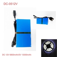 DC0512V 12V 6800mAh & 5V 13000mAh Polymer Li-Ionen DC USB-Ausgang Lithium-Ionen Mini tragbare 12V Batterie