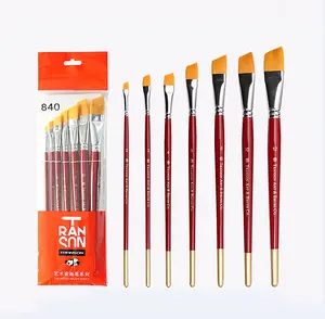 Painting Supplies Nylon Hair Short Rod Oblique Acrylic Painting Oil Brush Gouache Watercolor Brush