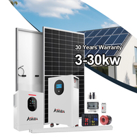 Kit complet de système d'énergie solaire 3kW 5kW 8kW 10kW 15kW avec onduleur hybride, batterie au lithium et panneaux solaires pour la maison