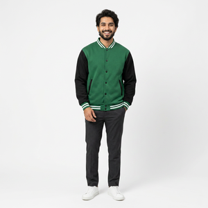 Chaqueta Universitaria de Invierno Personalizada para Hombre con Cuello Alto, Estilo Casual Moderno, Transpirable, Color Sólido, Servicio OEM - Product Image 1