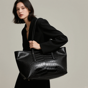 حقيبة يد نسائية أنيقة من جلد البقر الحقيقي الأسود الفاخر للاستخدام اليومي من الشركة المصنعة ، حقيبة يد للنساء - Product Image 2