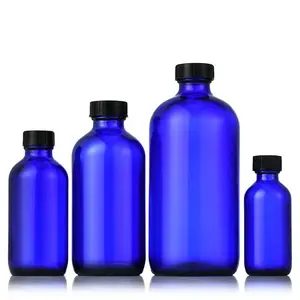 Most Popular 15ml 30ml 60ml 120ml Blue Amber Skincare Glass Essential Oil Bottle Boston Bottles with Pump or Dropper Cap