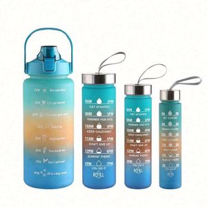 Lot de 4 Bouteilles d'Eau Sportives 4-en-1 Portables Demi-Gallon Anti-Fuite et Écologiques avec Logo Personnalisable, Paille et Cordon Inclus - Product Image 5