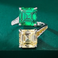 Zircon cubique forme carrée émeraude coupe anneau 925 en argent Sterling fête anneaux de mariage bijoux femmes cadeau