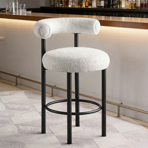 Tabourets <span class=keywords><strong>de</strong></span> <span class=keywords><strong>bar</strong></span> modernes et luxueux en métal, populaires, en tissu <span class=keywords><strong>blanc</strong></span> crème, derniers modèles, tabourets hauts souples <span class=keywords><strong>de</strong></span> designer, chaise <span class=keywords><strong>de</strong></span> <span class=keywords><strong>bar</strong></span> d'hôtel - Product Image 3