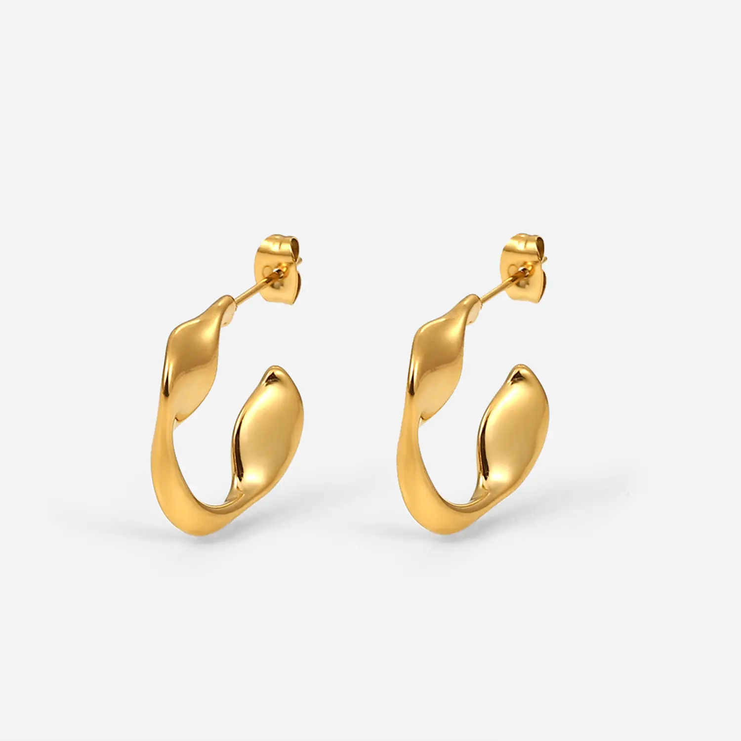 Highest Grade 316L Stainless Steel Jewelry Geometric Gold Hoop Earrings Irregular Shape Earrings For Women